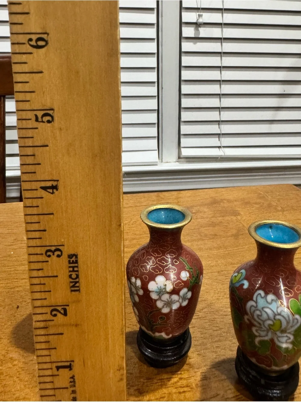 Set of Vintage 3 Mini Chinese Cloisonné Vases